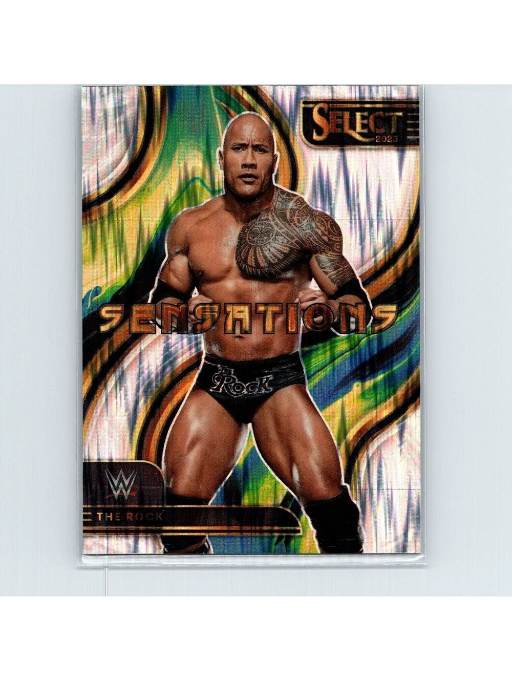 2023 Panini Select WWE The Rock #6 Sensations Flash Prizm